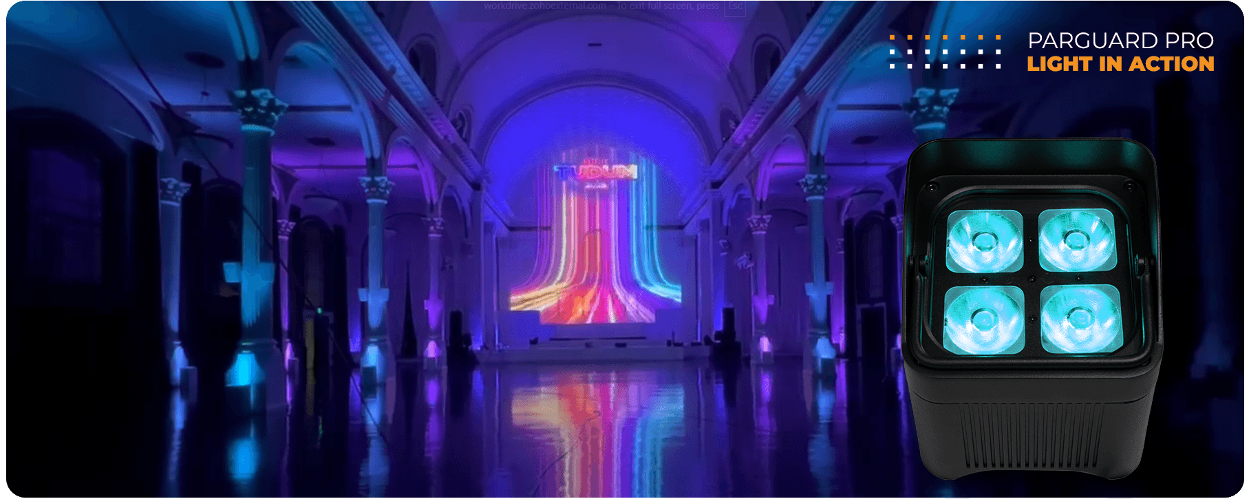 Core IP – IP65 Battery-Powered UV Wash Uplight